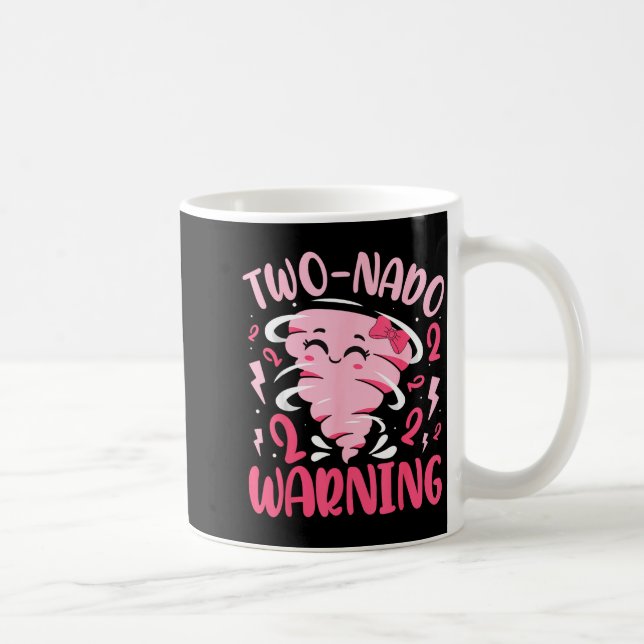 Kids Two-nado Warning 2nd Birthday Nk Tornado Birt Kaffemugg (Höger)