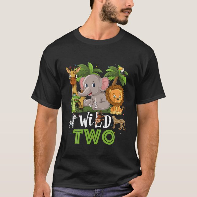 Kids Two Of The Wild Zoo Birthday Safari Jungle An T Shirt (Framsida)