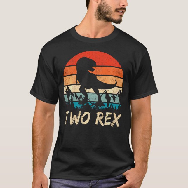 Kids Two Rex 2nd Birthday Gift Second Dinosaur 2 Y T Shirt (Framsida)