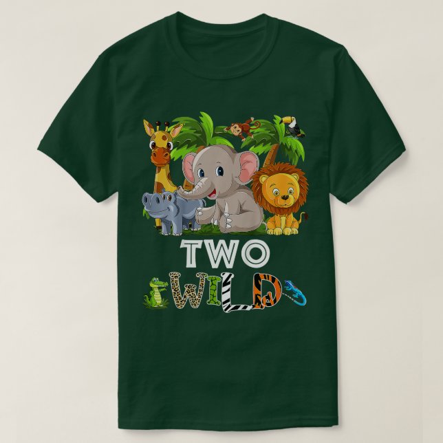 Kids Two Vild Zoo Theme Birthday Safari Jungle Mat T Shirt (Design framsida)