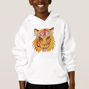 Kids' Ull Pullover Hoodie Tiger Teckning T Shirt