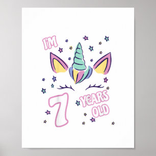 Kids Unicorn 7:e födelsedag är sju år gammal flick Poster
