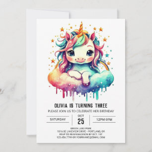 Kids Unicorn Birthday Magic Inbjudningar