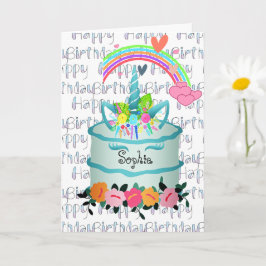 Kids Unicorn Cake Personlig Kort