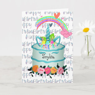 Kids Unicorn Cake Personlig Kort
