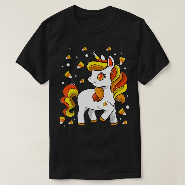 Kids Unicorn Candy corn Girls Halloween T Shirt (Design framsida)