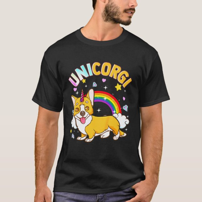 Kids Unicorn Corgi Crossover Unicorgi T Shirt (Framsida)