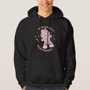 Kids Unicorn Gris Fly Magic råkar Cute Hoodie