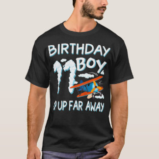 Kids Up Away 11th Birthday Boy Airplane Bday 11 ye T Shirt