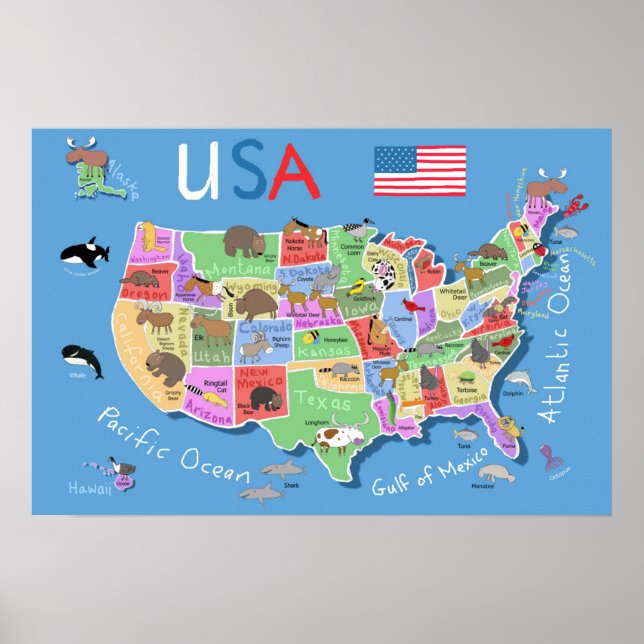 Kids US Karta Poster (Framsidan)