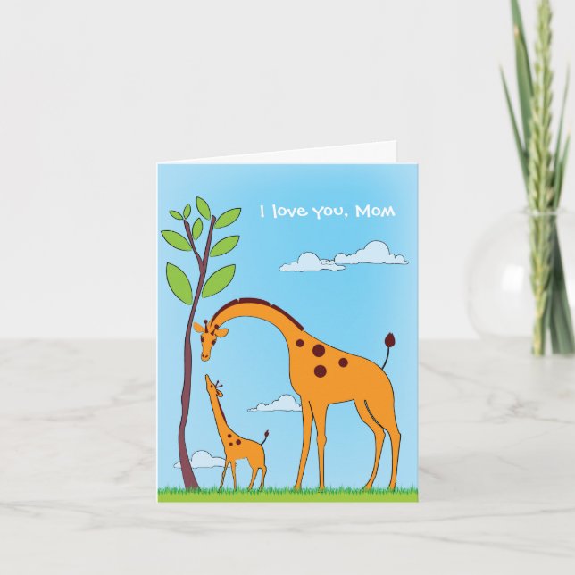 Kids Valentine Giraffe Kärlek Card Helgkort (Framsida)