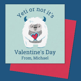 Kids Valentine Yeti Anteckningskort