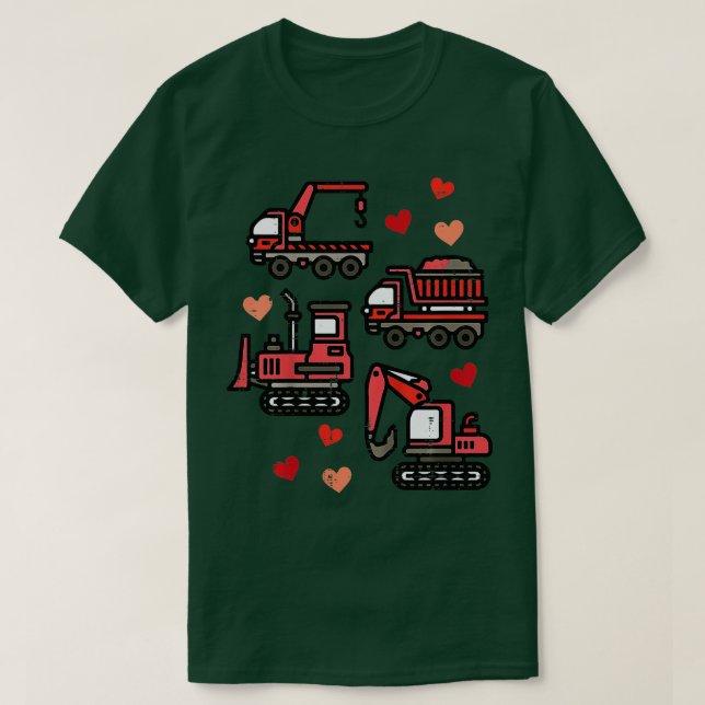 Kids Valentines day Construction Lastbilar Funny B T Shirt (Design framsida)