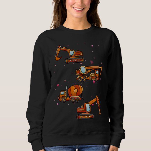 Kids Valentines Day Construction Trucks Funny Boys T Shirt (Framsida)