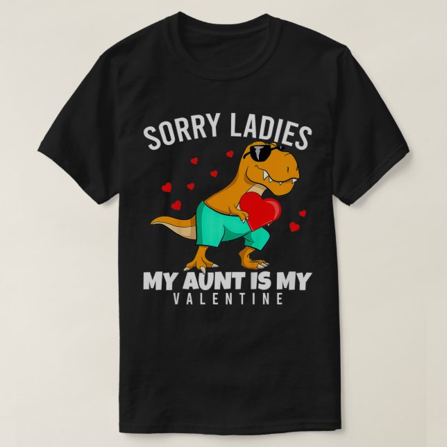 Kids Valentines day Dinosaur Auntie Moster är min  T Shirt (Design framsida)
