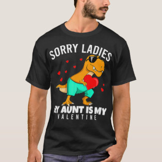 Kids Valentines day Dinosaur Auntie Moster är min T Shirt