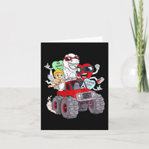 Kids Valentines day Hearts T Rex Cupid Monster Tru Kort