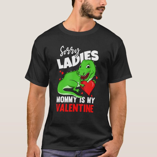 Kids Valentines Day Mommy Is My Valentine TRex Mom T Shirt (Framsida)