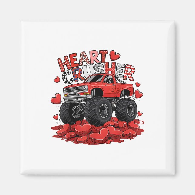 Kids Valentines day Monster Lastbil Boys Småbarn C Magnet (Framsidan)