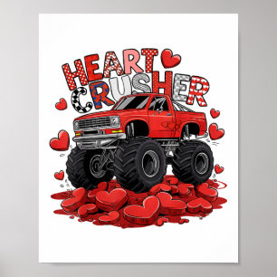 Kids Valentines day Monster Lastbil Boys Småbarn C Poster