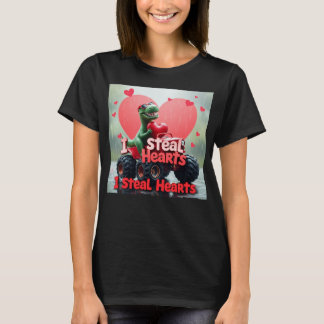 Kids Valentines Day Monster Truck TRex I Steal Hea T Shirt