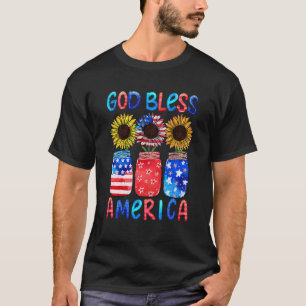 Kids Välsigna dig Amerika Kids Patriotic American  T Shirt