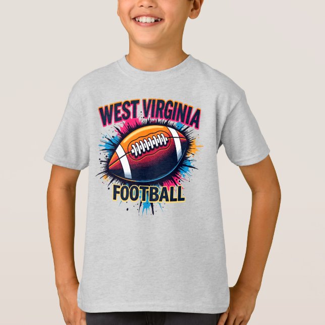 Kids Väster Virginia Football T-Shirt - Game Day T (Framsida)