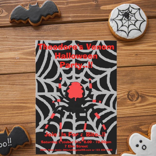 Kids Venom Halloween fest Inbjudningar (Venom Halloween Party Invite)