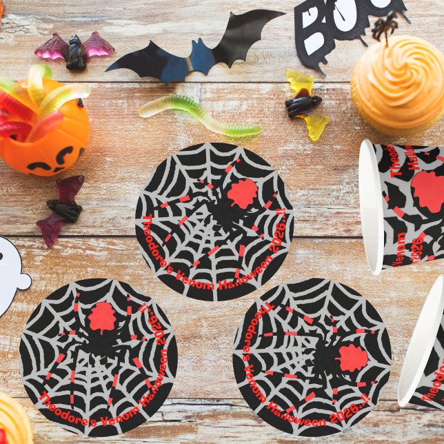 Kids Venom Halloween fest Underlägg Papper Rund (Venom Halloween Party Round Paper Coaster)