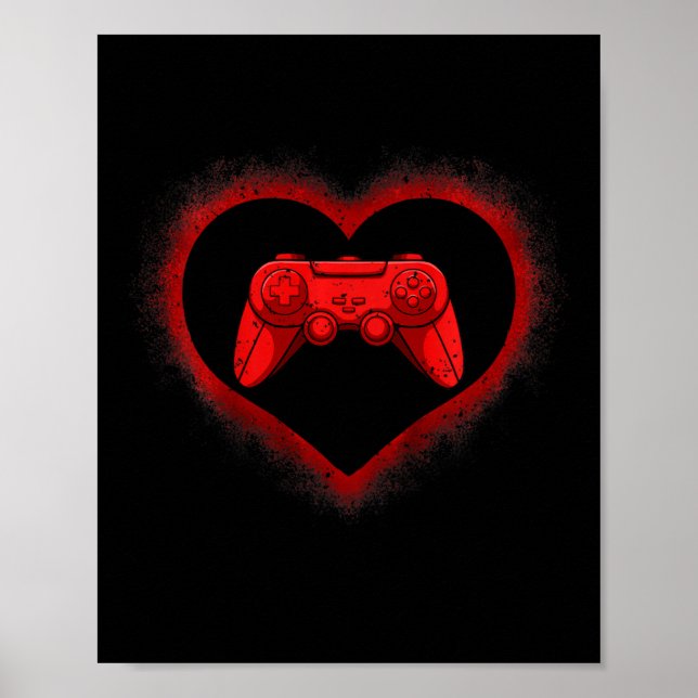 Kids Video-game Controller Heart Valentines Day Co Poster (Framsidan)