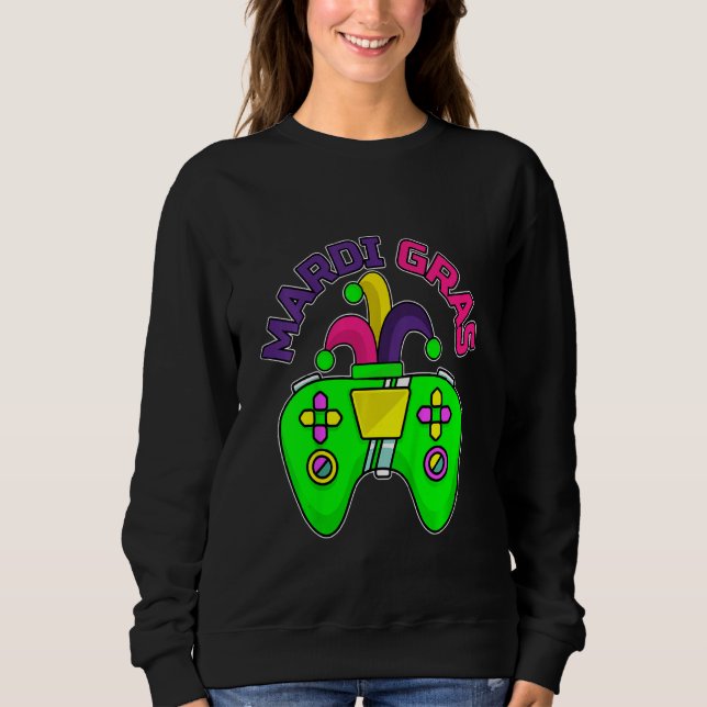 Kids Video Game Controller Jester Mardi Gras Gamin T Shirt (Framsida)
