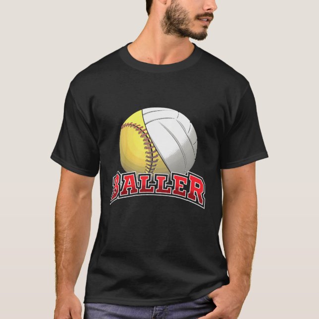 Kids Volleyball Softball Cute Youth Coola Girl T Shirt (Framsida)