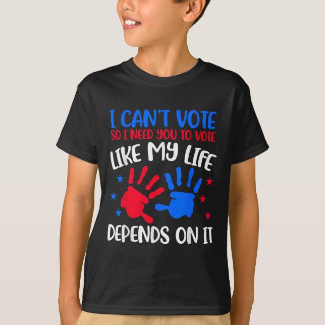 Kids Voting Shirt I Can't Vote Future Voters Girls T Shirt (Framsida)