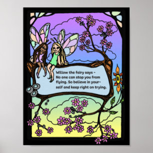 Kids Wall Poster - Älvors Black BG - Unicorn