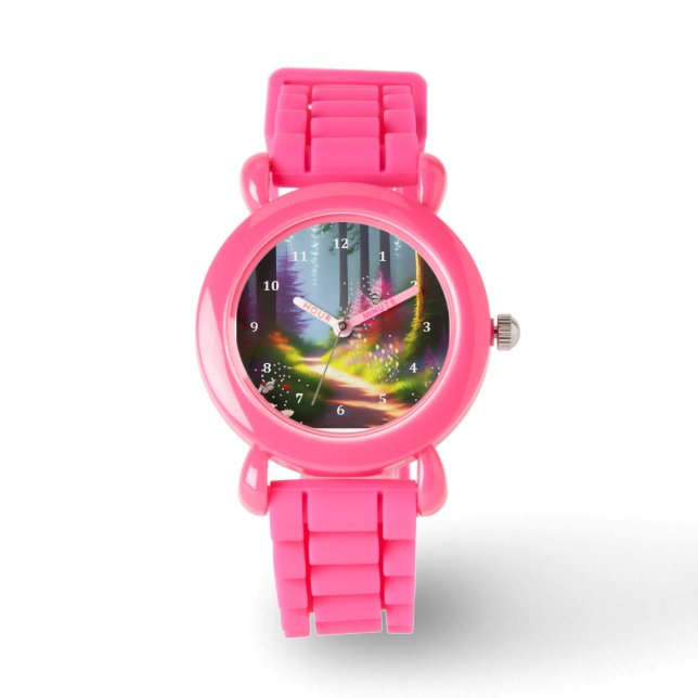 Kids Watch med A1 Forest & Flowers i Rosa Armbandsur (Framsida)