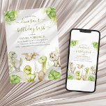 Kids Watercolor Dinosaur-Födelsedagsfest Inbjudningar<br><div class="desc">Barn och dinosaurieentusiaster kommer att bli glada över inbjudningarna från vårt parti Kids Watercolor Dinosaur, som bjuder in dem på en resa in i ett förhistoriskt inspirerat paradis. Dessa inbjudningar har en härlig mängd mjuk färger, inklusive grått, grönt och lush tropisk löv, och kommer med all säkerhet att föra stänken...</div>