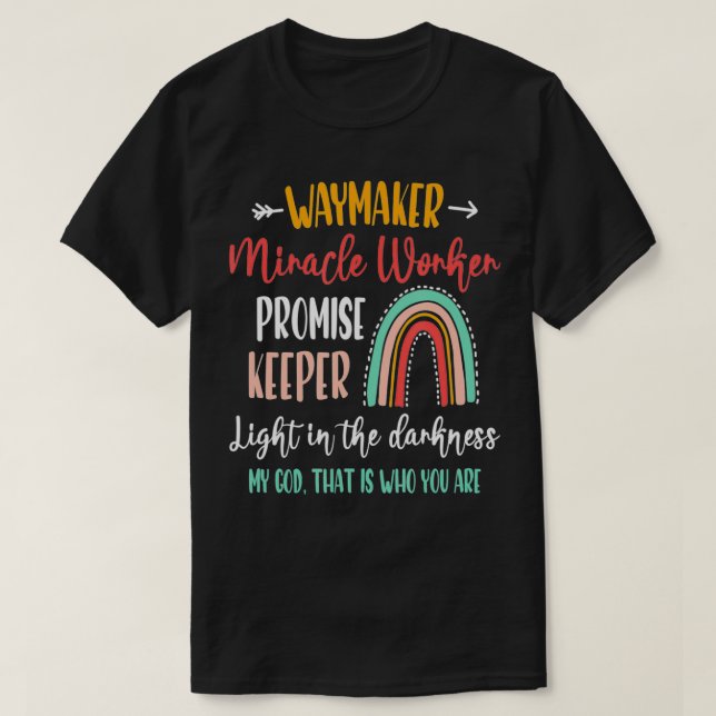 Kids Waymaker Miracle Worker Rainbow, Christian T Shirt (Design framsida)