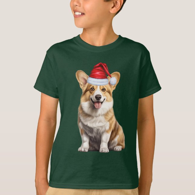 Kids Welsh Corgi Dog Lover Funny Christmas T Shirt (Framsida)