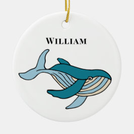 Kids Whale Classic Personligt Namn Julgransprydnad Keramik