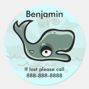 Kids Whale ID Badge Runt Klistermärke