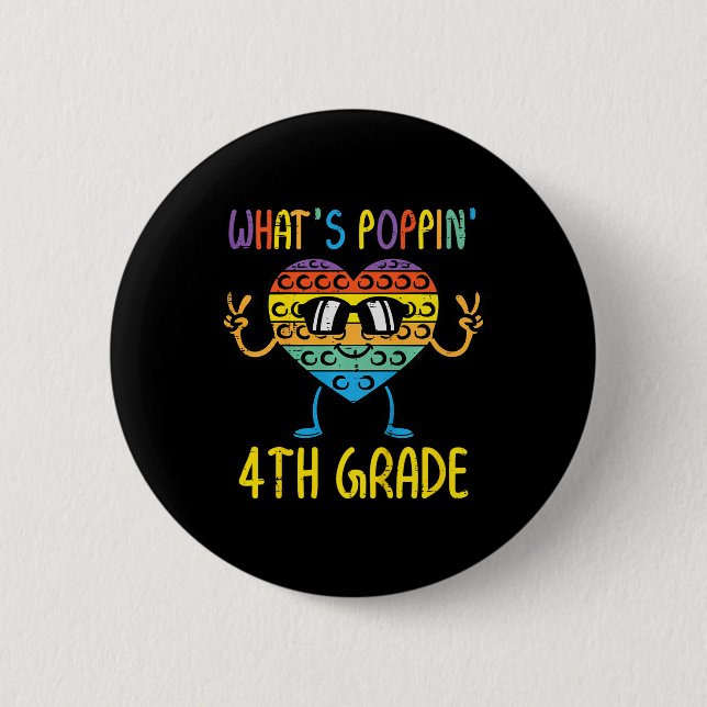 Kids Whats Poppin 4th Grade Heart Fidget Pop It Fi Knapp (Framsida)