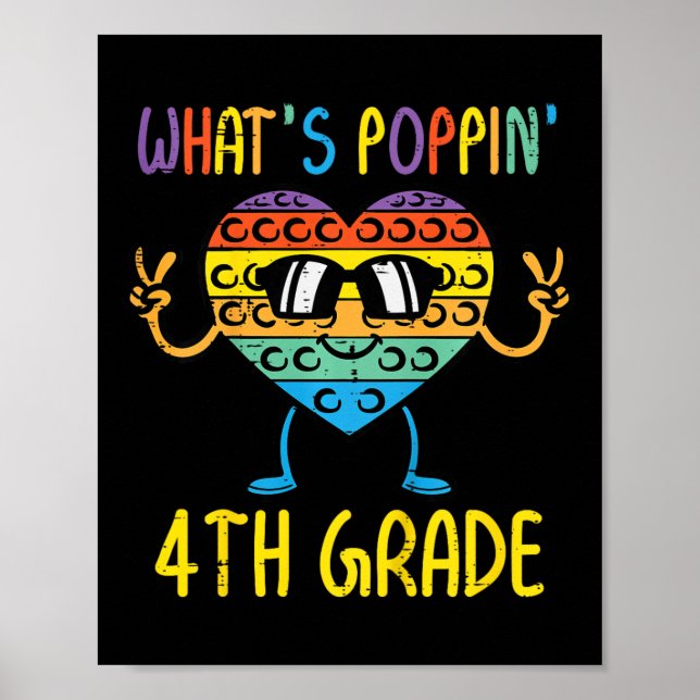 Kids Whats Poppin 4th Grade Heart Fidget Pop It Fi Poster (Framsidan)