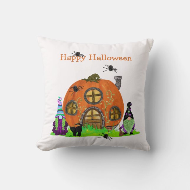 Kids Whimsical Gnomes Halloween Kudde (Framsida)