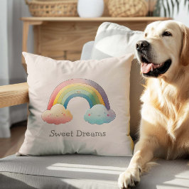 Kids Whimsical Pastel Rainbow in Clouds Kudde