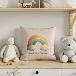 Kids Whimsical Pastel Rainbow in Clouds Kudde