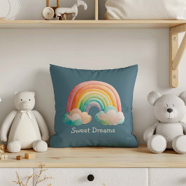 Kids Whimsical Pastel Rainbow in Clouds Kudde