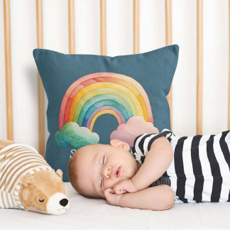 Kids Whimsical Pastel Rainbow in Clouds Kudde