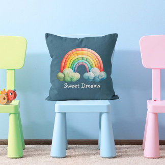 Kids Whimsical Pastel Rainbow in Clouds Kudde