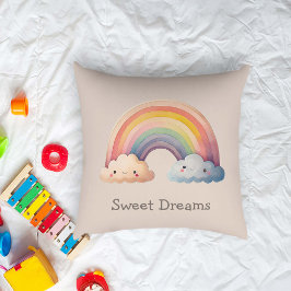 Kids Whimsical Pastel Rainbow in Clouds Kudde