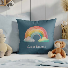 Kids Whimsical Pastel Rainbow in Clouds Kudde
